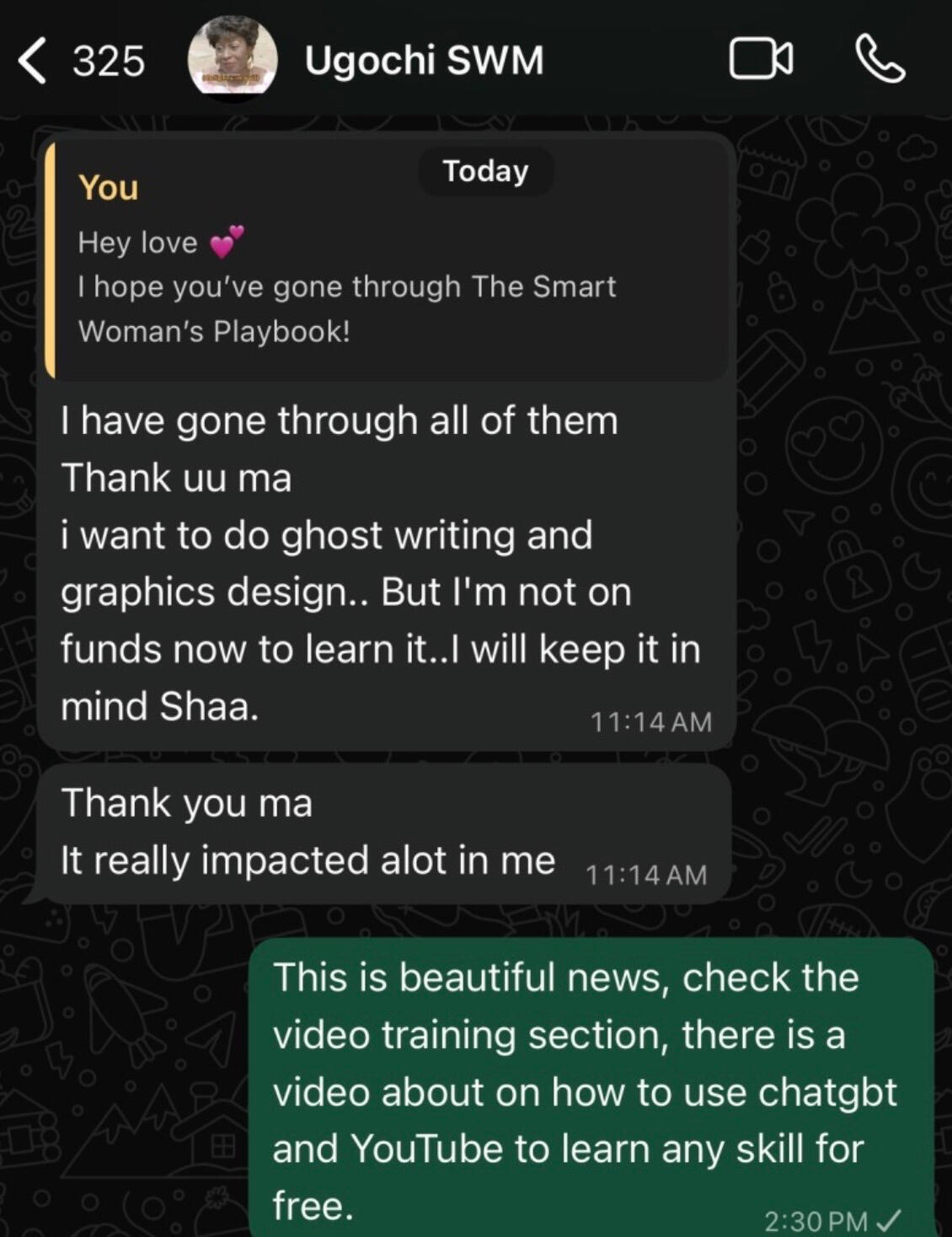 Reader testimonial
